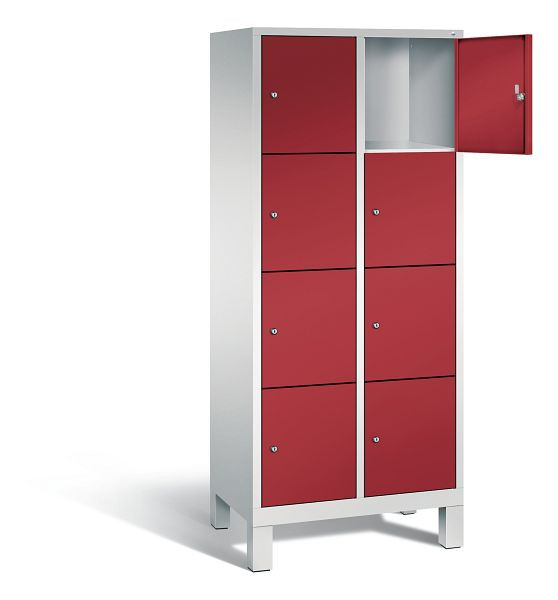 C+P lockerkast Evolo, H1850xW810xD500mm, kleur: lichtgrijs/robijnrood, 48010-224 S10053