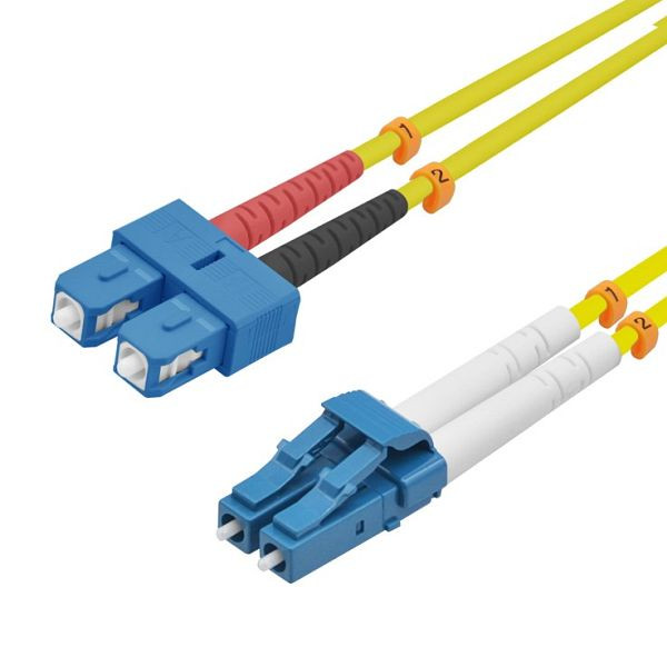 Helos glasvezel patchkabel LC/SC duplex 9/125µm OS2 geel 1,5m, 218693