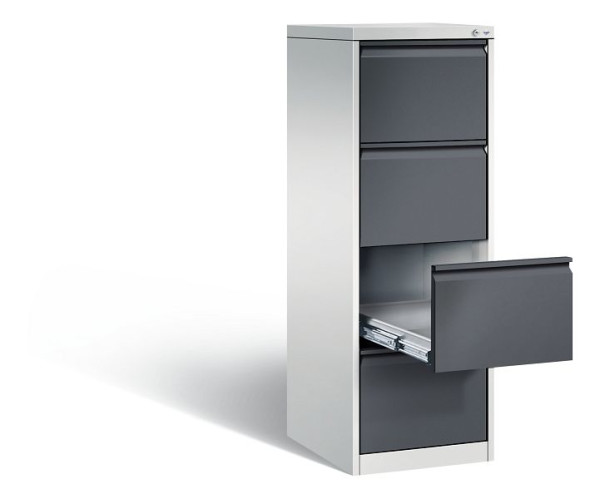 C+P archiefkast Acurado, H1357xB433xD590mm, kleur: lichtgrijs/zwartgrijs, handgreep, 12434-321 S10041