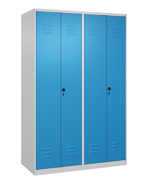 C+P Umkleidespind Classic PLUS SW, 4 Abteile, 1850x1200x500mm, 7035/5012, Drehriegel, 080002-40 S10019