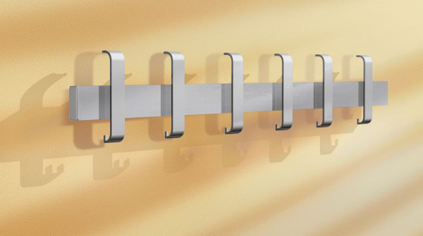 Kerkmann Arosa veiligheidswandkapstok, B 950 x D 80 x H 190 mm, aluminium zilver, 32640514
