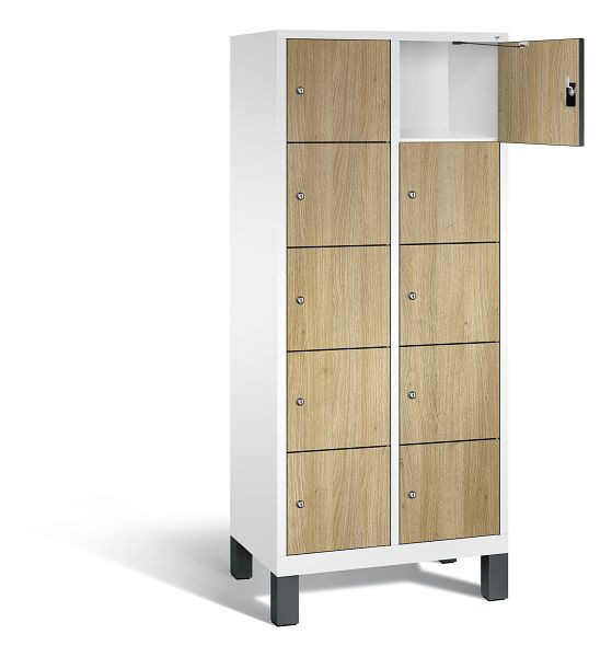 C+P lockerkast Evolo, H1850xW810xD500mm, kleur: verkeerswit / decor eiken Sereno, 48010-225 S10080