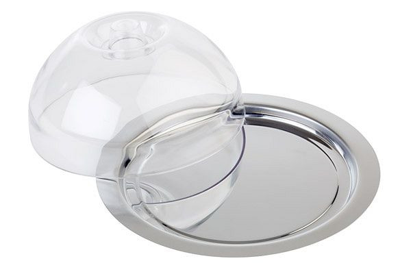 APS dienblad met kap -FINESSE-, Ø 22 cm, hoogte: 9,5 cm, RVS 18/0, kap van polystyreen, zonder handgrepen, 13622