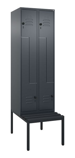 C+P Z-Spind Classic PLUS, met onderbank, 4 vakken, 2120x600x815mm, 7016/7016, draaigrendel, 0800537-204 S10042