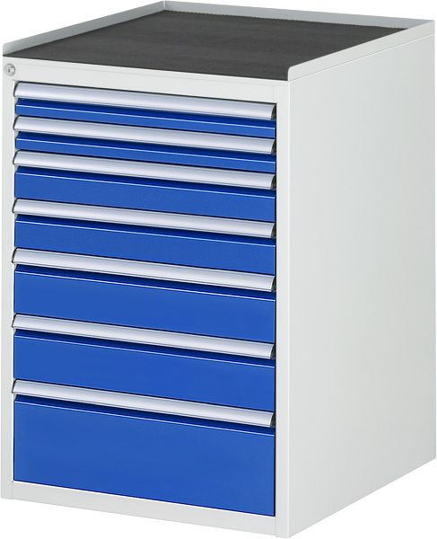 RAU ladekast serie 7000, metalen onderstel, 7 x lade maat L 2xH60, 2xH90, 2xH120, 1xH180 mm, 580x825x650 mm, 03-L5.0A-MT.11
