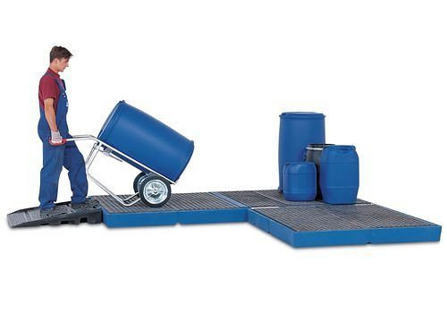 DENIOS vloerelement BK 22.22 gemaakt van polyethyleen (PE), met PE-rooster, 2200 x 2200 x 175 mm, 236-802
