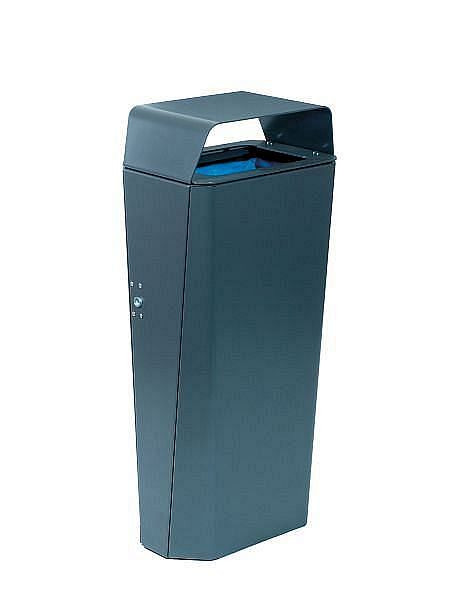 Renner staande afvalbak "model ESTILO" inhoud ca. 70 L, om vast te schroeven, verzinkt, gecoat, antracietgrijs, met inzetbak, 7759-10PB 7016