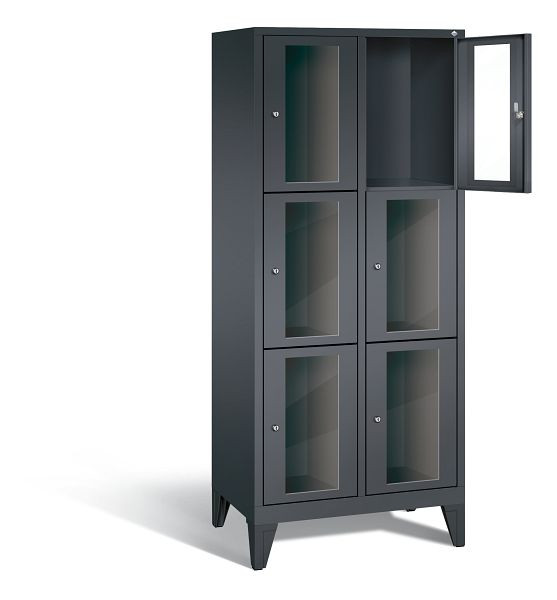 C+P lockerkast Classic, H1850xW810xD500mm, kleur: zwart-grijs, 8010A223 S10014