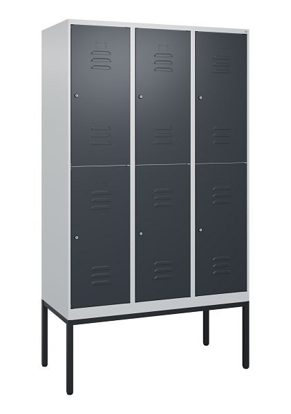 C+P dubbeldekskast Classic PLUS, frame, 3 vakken, 2120x1200x500mm, 7035/7016, cilindersloten, 0803307-32 S10023