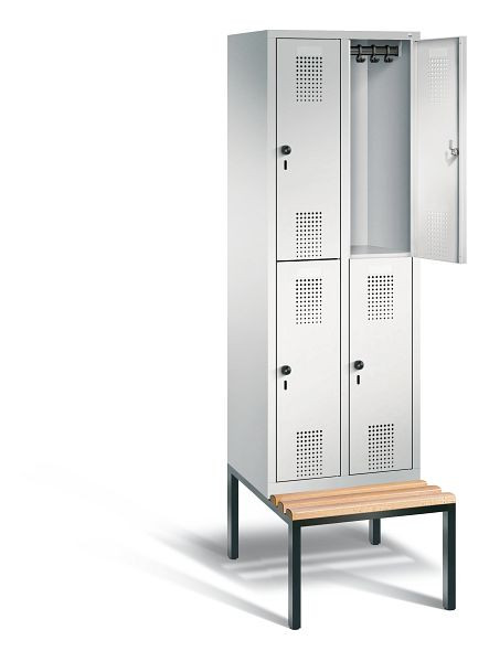 C+P locker dubbeldekker Evolo, H2090xB610xD815mm, kleur: lichtgrijs, 48350-20 S10010