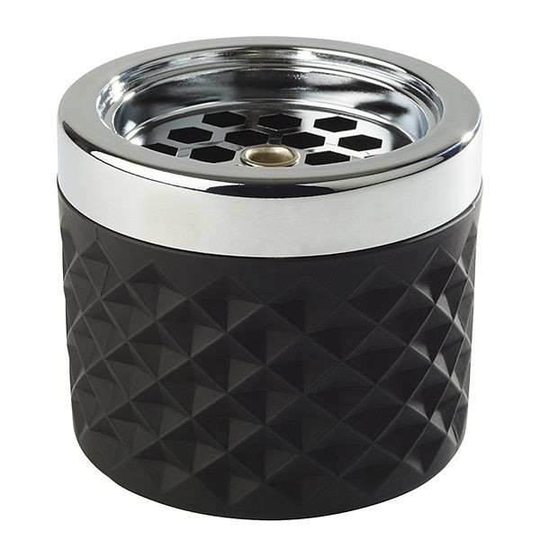 APS windasbak, Ø 9,5 cm, hoogte: 8 cm, glas, mat zwart, mat, verchroomd metaal, met bajonetsluiting, 00582