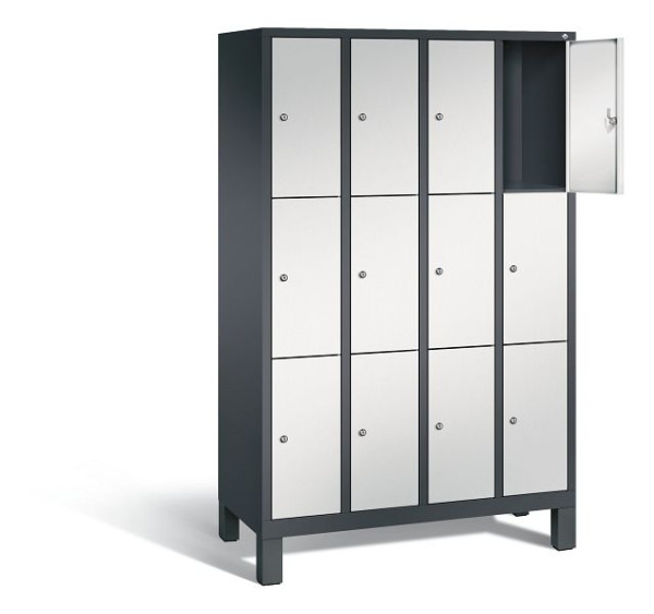C+P lockerkast Evolo, H1850xB1190xD500mm, kleur: zwartgrijs/lichtgrijs, 48010-403 S10063