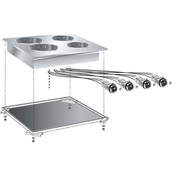 Gastro-Inox inbouw elektrisch fornuis, 4-pits kookplaat, 60cm, 160.507