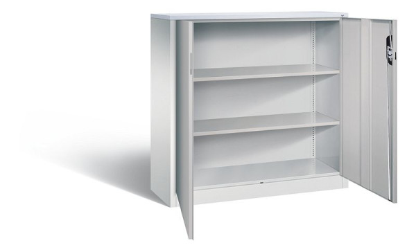 C+P kantoorkast Acurado, H1200xB1200xD400mm, kleur: lichtgrijs/wit aluminium, verzonken handgreep, 3 niveaus, 9467-1200 S10193