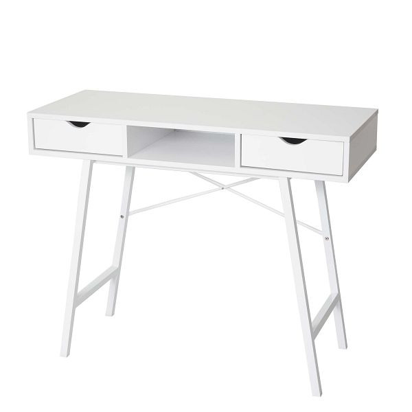 Mendler consoletafel HWC-E92, bijzettafel, 3D-structuur 100x40cm, wit, 75780