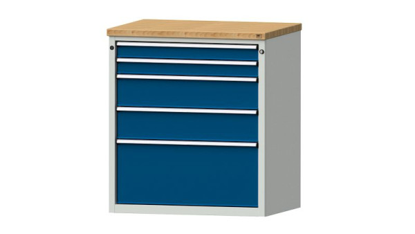 ANKE werkbanken ladekast, model 3009 V, 915 x 700 x 1020 mm, RAL 7035/5010, BMP 40 mm, 611.217
