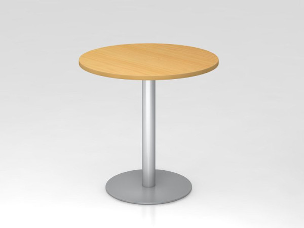 Hammerbacher vergadertafel 80cm rond beuken/zilver, zilver frame, VSTF08/6/S