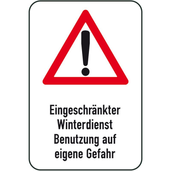 Steen HGS winterbord/verkeersbord Winterdienstbeperking Gebruik op eigen risico, 400x600mm, 14709