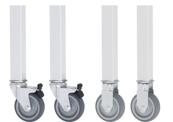 RAU wielenset met 2 bok- en 2 zwenkwielen met rem, 100 mm, 09-RS75EP-2LF-2B