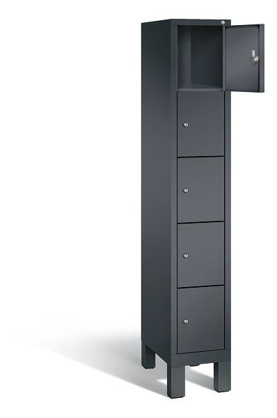C+P lockerkast Evolo, H1850xB320xD500mm, kleur: zwart-grijs, 48010-105 S10008