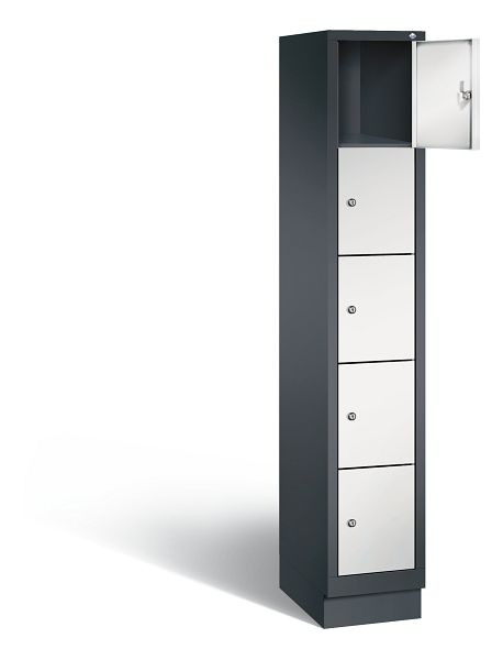 C+P lockerkast Evolo, H1800xB320xD500mm, kleur: zwartgrijs/lichtgrijs, 48020-105 S10033