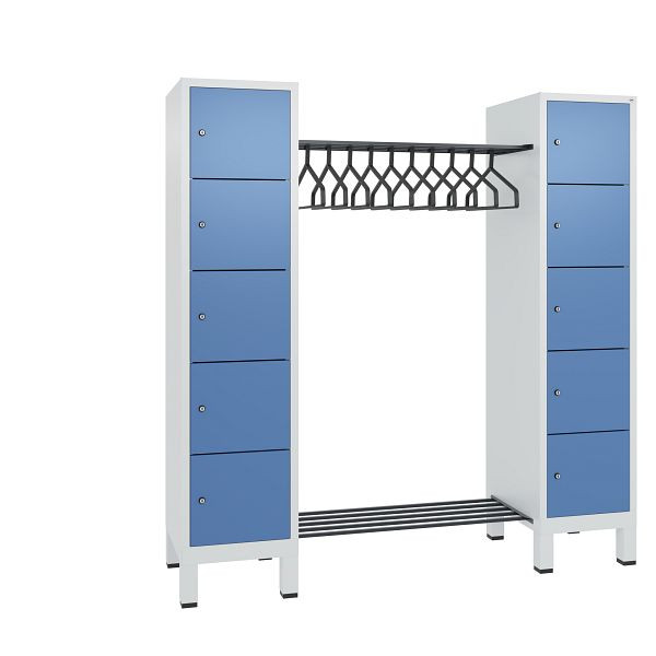 C+P Garderobe Evolo, 10 Fächer, H1850xB1790xT500 mm, Grau/Fernblau, 48410-02 S10310