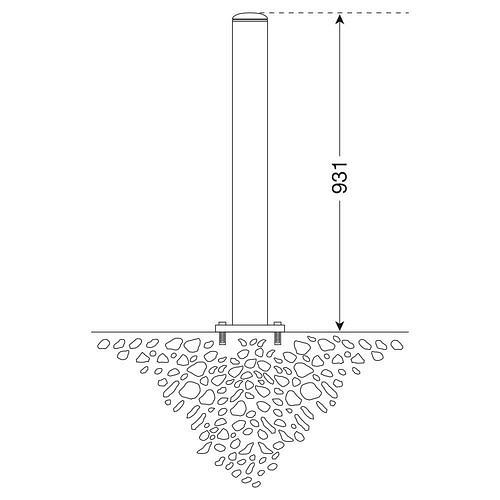 DENIOS RVS tuinpaal vast, voor pluggen, ∅: 76 mm, hoogte 925 mm, 310891