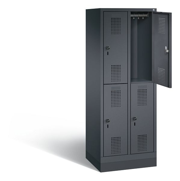 C+P schoolkluis dubbeldekker Evolo, H1600xB610xD500mm, kleur: zwart-grijs, 483206-20 S10062