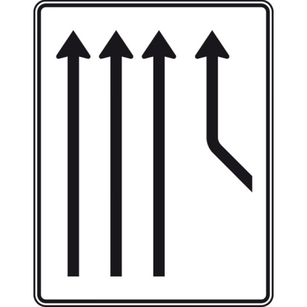 Steen HGS samenvoegbord op doorgaande route, drie rijstroken plus 1 rijstrook van rechts, nr. 550-22, RA2/vlakke vorm 3mm, zonder afstandsinformatie, 1600x1250mm, 550-22-123
