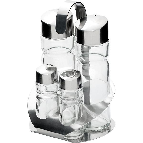 Stalgast cruet set 4 stuks, zout / peper / azijn / olie, hoogte 115 mm, TT4104004