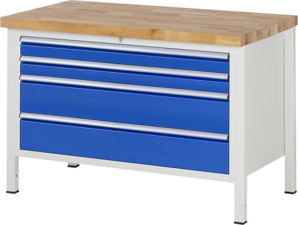 RAU werkbank serie 8000 - model 8361, B1250 x D700 x H840-1040 mm, systeemonderstel B1235 x D650 x H800-1000 mm, 03-8361A2-127B4H.11