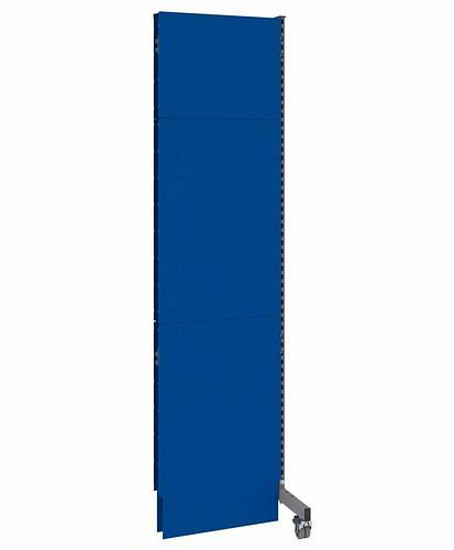 DENIOS mobiele akoestische scheidingswand, opzetpaneel, B 625, H 2500 mm, eenzijdige akoestische geperforeerde plaat, grijs/blauw, 293114