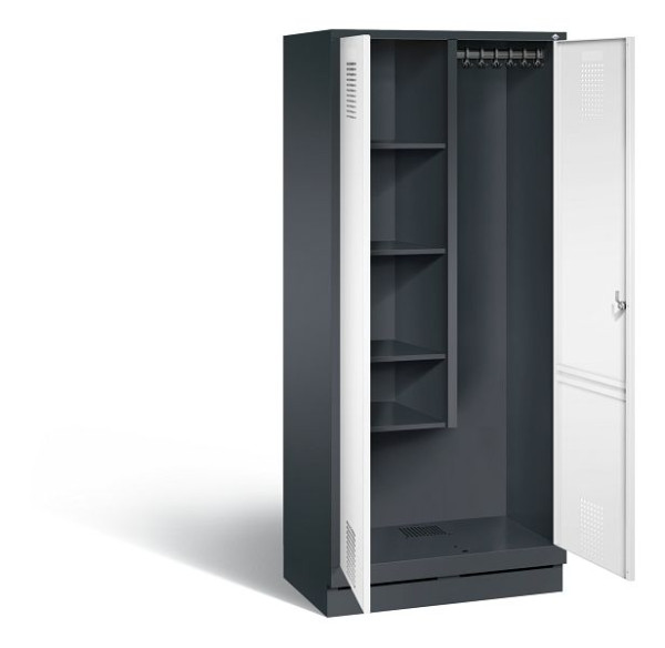 C+P reinigingsmiddelenkast Evolo, H1800xW810xD500mm, kleur: zwartgrijs / verkeerswit, 48120-02 S10166