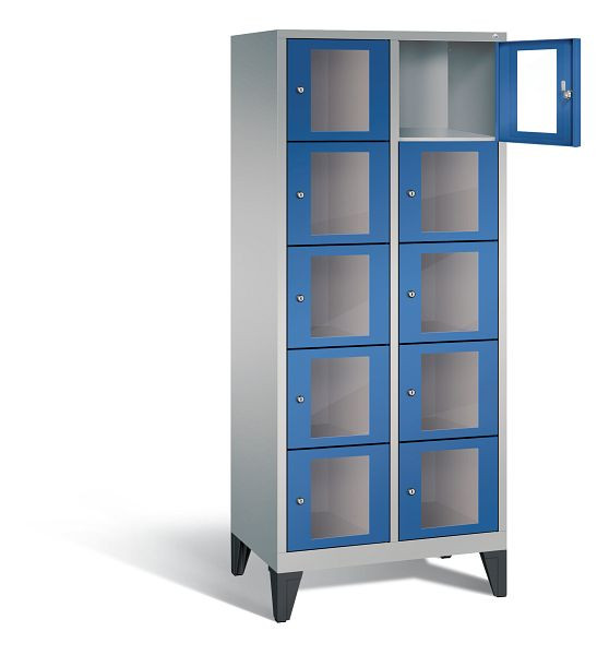 C+P lockerkast Classic, H1850xW810xD500mm, kleur: wit aluminium / gentiaanblauw, 8010A225 S10010