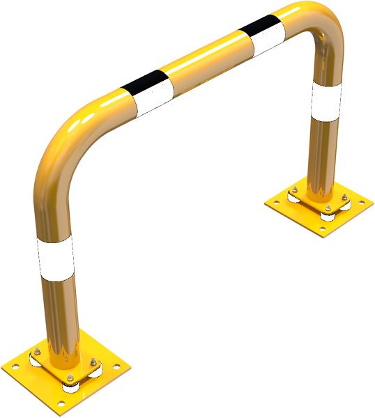 Schake-stootbeschermbeugel elastisch, kantelbare stalen buis Ø 76 mm geel/zwart, totale breedte: 1000 mm, hoogte boven de grond: 650 mm, 477_06NPBG