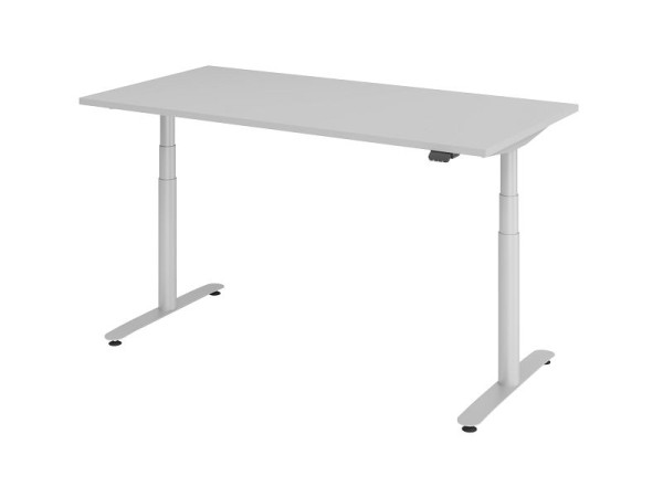 Hammerbacher zit-sta bureau elektrisch 160x80cm grijs/zilver, VXDLR16/5/S