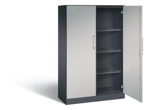 C+P vleugeldeurkast Asisto, H1635xB1000xD435mm, kleur: zwart grijs/wit aluminium, beugelgreep, 4 niveaus, 141012-000 S10083