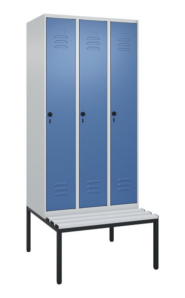 C+P luierkastje Classic PLUS, met onderbank, 3 vakken, 2120x900x815mm, 7035/5023, draaibare sluiting, 0800507-30 S10035