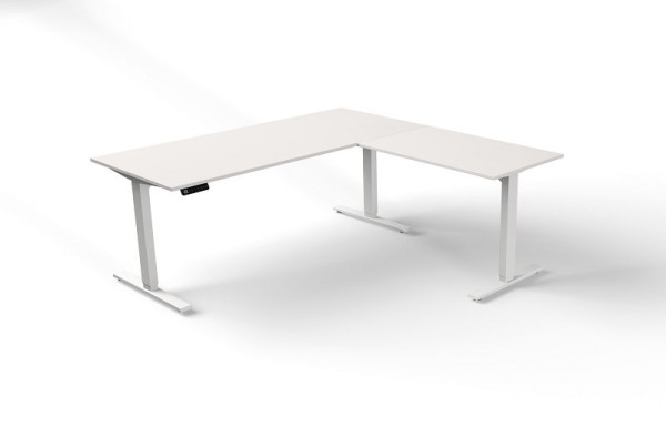 Kerkmann zit-statafel B 1800 x D 800 mm met aanbouwelement, elektrisch in hoogte verstelbaar van 720-1200 mm, Move 3, kleur: wit, 10382010
