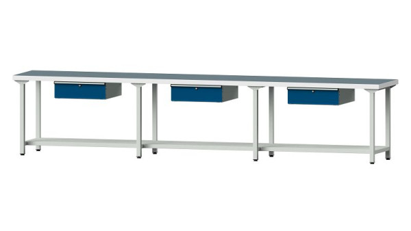 ANKE werkbanken werktafel, model 103, 4050 x 700 x 850 mm, RAL 7035/5010, UBP 50 mm, 400.542