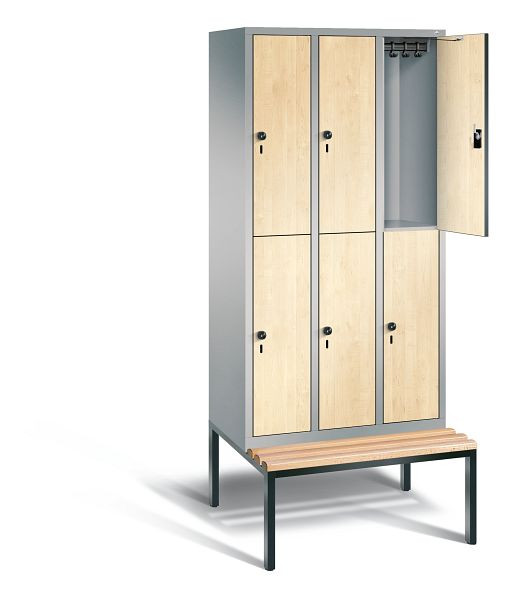 C+P locker dubbeldekker Evolo, H2090xW900xD815mm, kleur: wit aluminium / Donau esdoorn decor, 48350-30 S10411
