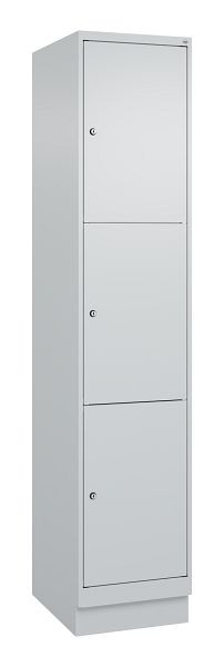 C+P lockerkast Classic PLUS, onderstel, 1950x400x500mm, 7035/7035, met 3 vakken, 080020-123 S10009