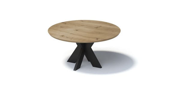 Bisley Fortis Table Circle, 1600 mm, Schweizer Kante, geölte Oberfläche, S2-Gestell, Oberfläche: weiß / Gestellfarbe: schwarz, FC16S2W333
