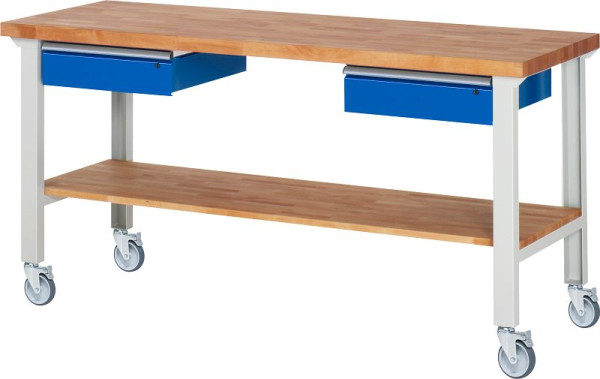 RAU verrijdbare werkbank 7002A7, 2000x700x1000mm, 4 zwenkwielen, 05-7002A7-207B4S4.11