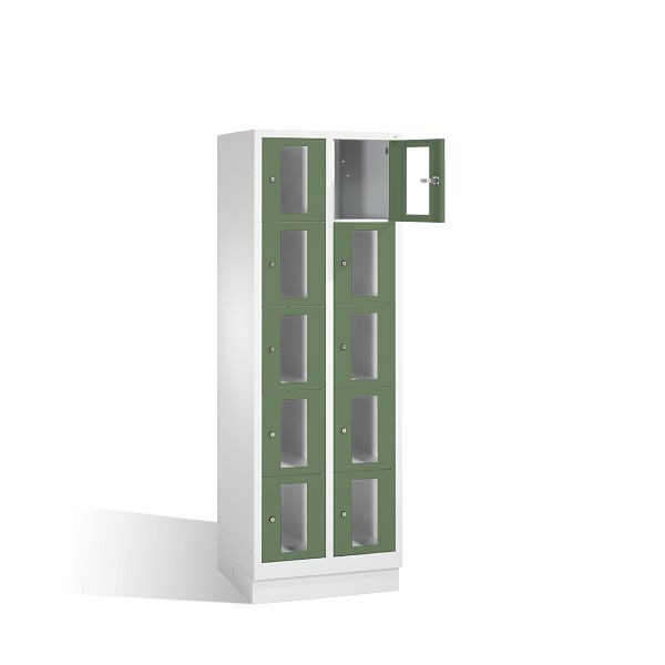 C+P lockerkast Classic, H1800xB610xD500mm, kleur: lichtgrijs / reseda groen, 8020A205 S10004