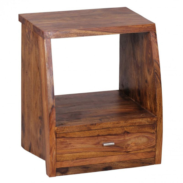 Wohnling nachtkastje MUMBAI massief sheeshamhout 53 cm 1 ladeplank, echt hout in landelijke stijl, WL1.517