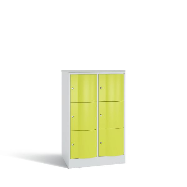 C+P XL-Schließfachschrank, 6 Fächer,H1255B772T640mm,Grau/Viridingrün/DBSHellgrau, 8573-273 S10015
