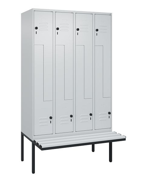 C+P Z-Spind Classic PLUS, bank, 8 vakken, 2120x1200x815mm, 7035/7035, veiligheidsdraaislot, 0800437-408 S10039