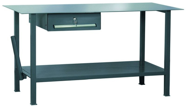 KLW lastafel, 1500 x 700 x 855 mm, met werkblad van 5 mm dik plaatstaal, 1 plaatstalen lade FH, WPS04N-1500-001