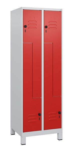 C+P Z-Spind Classic PLUS, Füße, 4 Abteile, 1800x600x500mm, 7035/3020, Drehriegel, 0800137-204 S10002